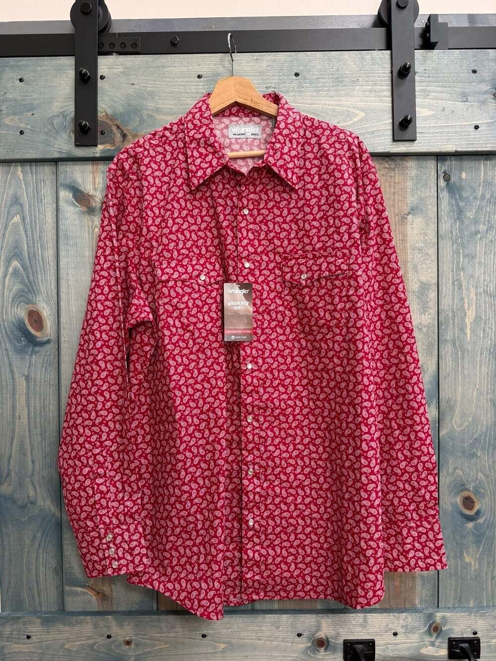 Wrangler Wrancher Shirt Size XLT Red Paisley Western Long Sleeve